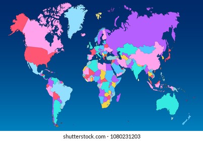 color world map vector