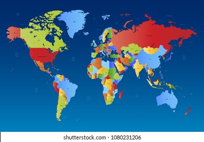 Color World Map Vector Stock Vector (Royalty Free) 1074794003