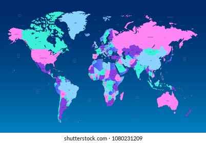 color world map vector