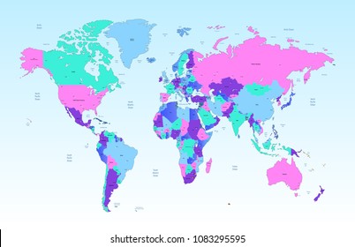 color world map vector
