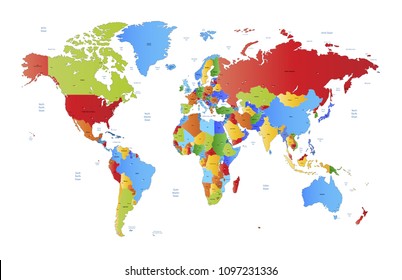 color world map vector