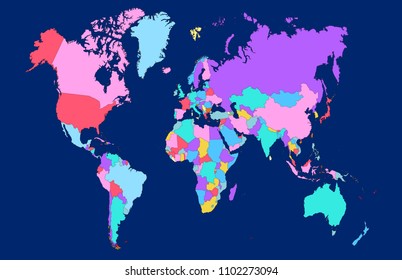 color world map vector