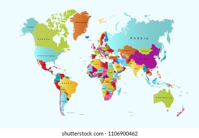 Color World Map Vector Stock Vector (Royalty Free) 1038622315