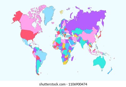 color world map vector