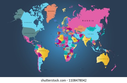 color world map vector
