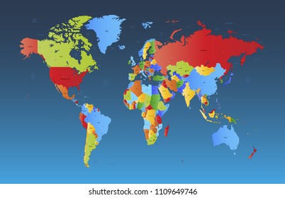 color world map vector