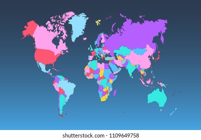 color world map vector