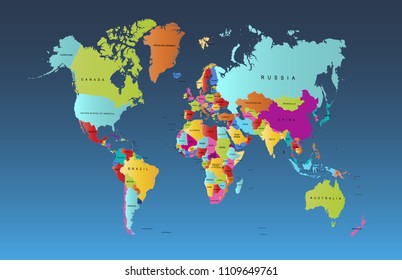 color world map vector