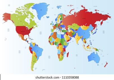 color world map vector