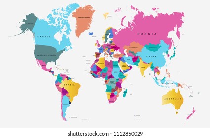 color world map vector