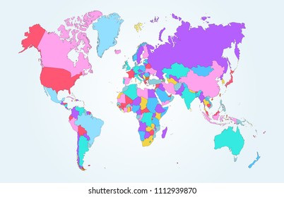 color world map vector