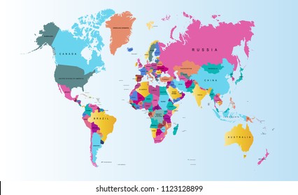 color world map vector