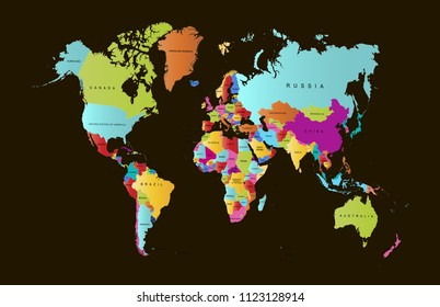 color world map vector