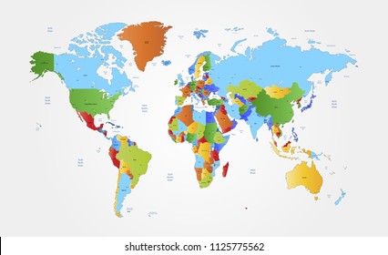 color world map vector