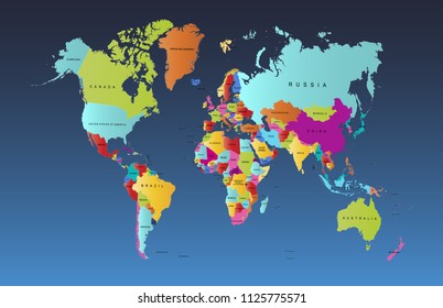 Color World Map Vector Stock Vector (Royalty Free) 1125775571 ...