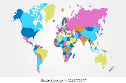 Color World Map Vector Stock Vector (Royalty Free) 1068071615