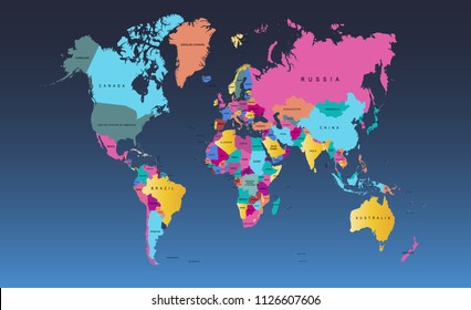 Color world map vector