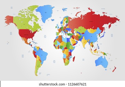 Color world map vector