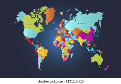 Color world map vector