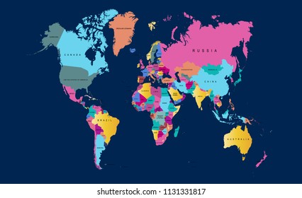 Color world map vector