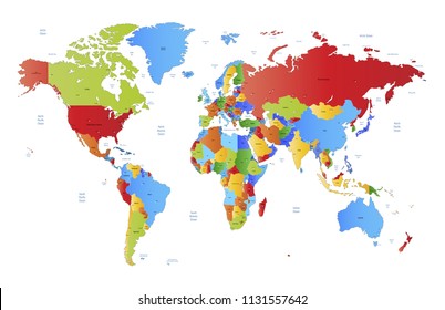 Color world map vector