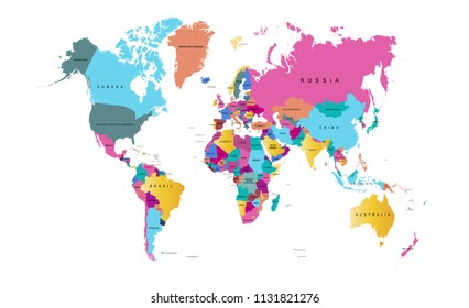 Color world map vector