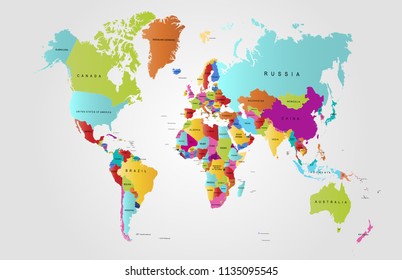 Color World Map Vector Stock Vector (Royalty Free) 766488688 | Shutterstock