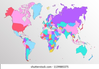 Color world map vector