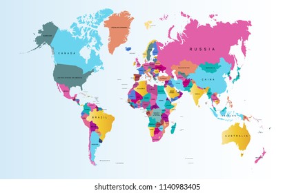 Color world map vector