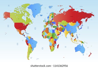 Color world map vector