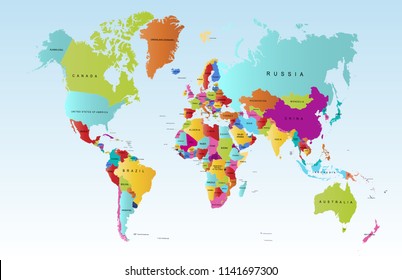 Color world map vector