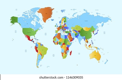 Color World Map Vector Stock Vector (Royalty Free) 1161126796