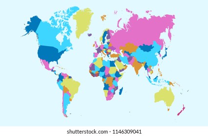 Color World Map Vector Stock Vector (Royalty Free) 1146309041 ...