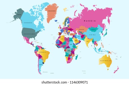 Color World Map Vector Stock Vector (Royalty Free) 1112850029