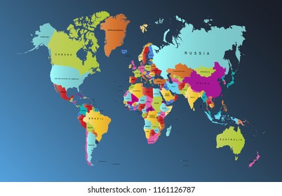 Color World Map Vector Stock Vector (Royalty Free) 1161126787 ...