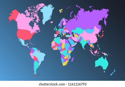 Color world map vector