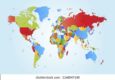 Color world map vector