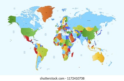 Color world map vector