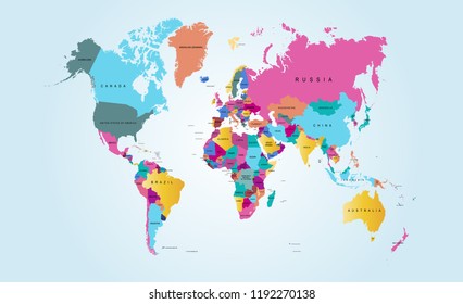 Colored Political Map World Vector Stock Vector (Royalty Free) 157866521