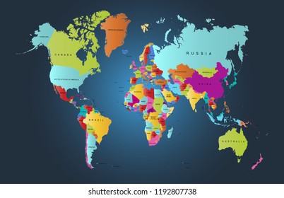 Color world map vector