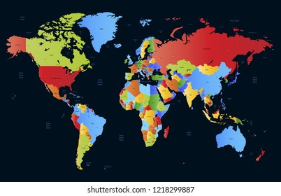 Color world map vector