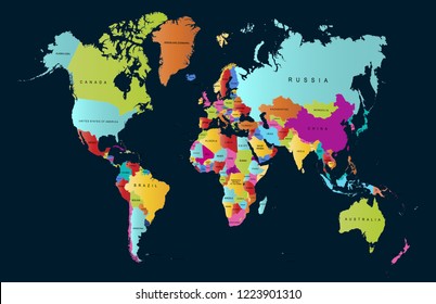 Color World Map Vector Stock Vector (Royalty Free) 1198980271