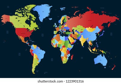 Color world map vector