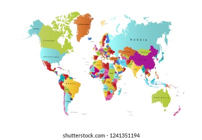 Color world map vector