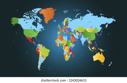 Color world map vector