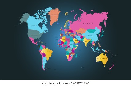 Color World Map Vector Stock Vector (Royalty Free) 1316102957