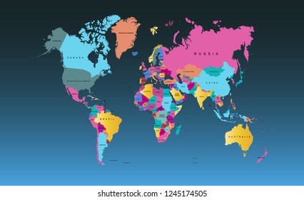 Color world map vector