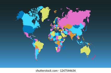 Color World Map Vector Stock Vector (Royalty Free) 1247544634 ...