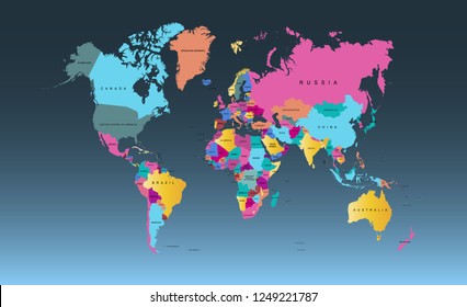 Color World Map Vector Stock Vector (Royalty Free) 1249221787 ...