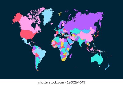Color world map vector